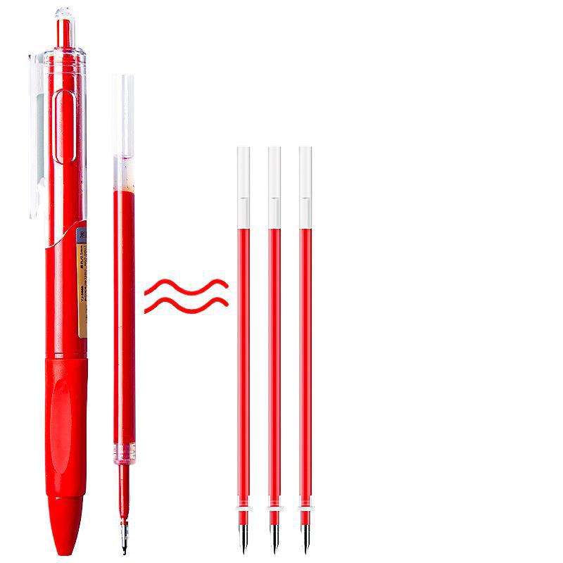 ST Quick-Dry Red Gel Pen for Teachers & Students, Push-Button Rollerball for Grading & Marking, with Refillable Ink.