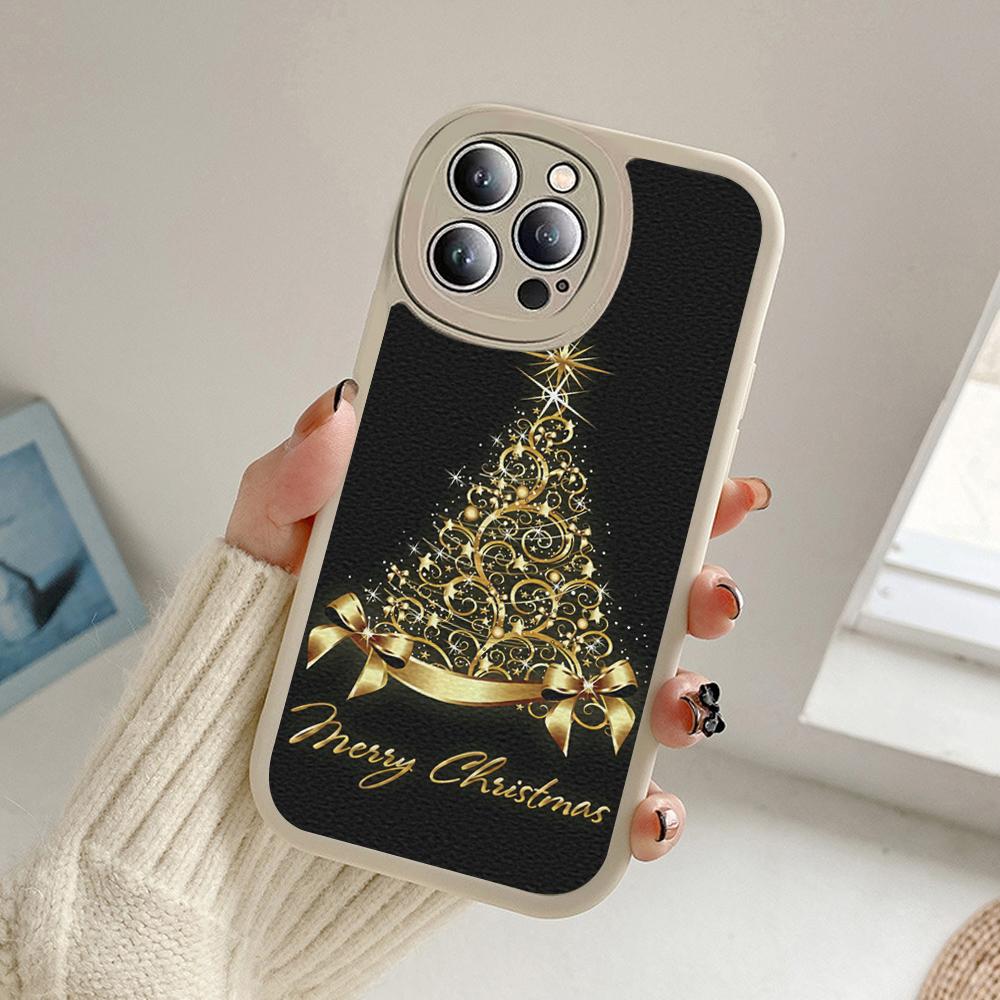 Fröhlicher Weihnachtsbaum Hirsch Handyhülle für Iphone 14 13 11 12 Pro MAX 13 12 MiNi 7 8plus 14 13 11PRO X XS 12 11 XR Lammfellhüllen