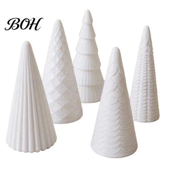 Christmas Tree Decorations Set 5Pcs Illuminated With/No LED Lights, Nordic Style Luminous Decorative Figurine Tabletop Ornaments, Cone for Home Office