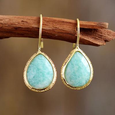 BLINGBAY Women's New Bohemian Ethnic Style Natural Stone Drop Pendant Earrings Popular High-end Retro Jewelry