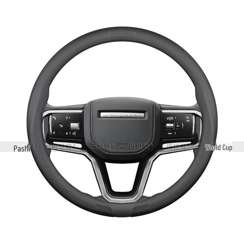 Premium Leather Steering Wheel Cover for Land Rover Defender, Range Rover Evoque, Discovery 5, Freelander Velar, and Range Rover Sport