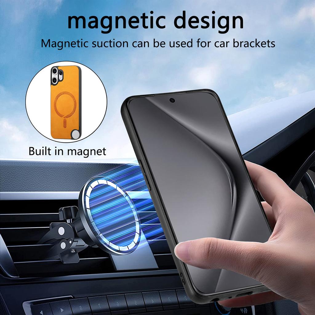 Magnetische Lederhülle für Nothing CMF Phone 2 Pro Magsafe Kabelloses Laden Matt Stoßfester Bumper Cover für CMF Phone 2Pro