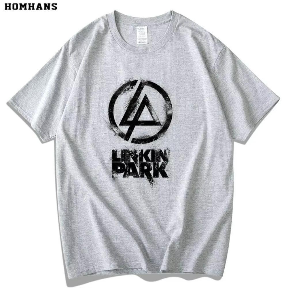 Červené tričko s krátkým rukávem Han Lincoln Park Pánské Dámské Linkin Park Evropská a Americká Hudba Rocková Kapela Tide Čistá Bavlna Volný Top