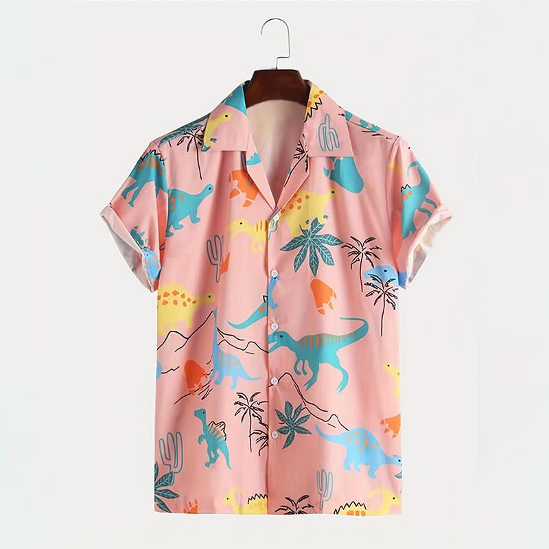 3D Dinosaur Printing Shirts For Men Plants Mushroom Graphic Shirts For Women Children Fashion Hawaiian Top Shorts & Blouses