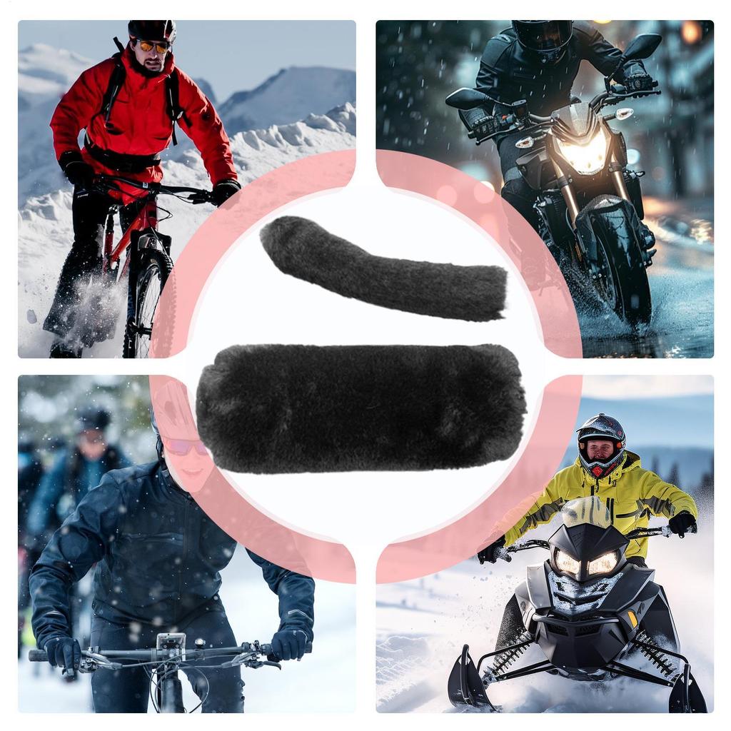Motorcycle Handlebar Cover Anti-Slip Imitation Plush Electric Bike Cycling Handlebar Grip Cover For Commuting Urban Riding