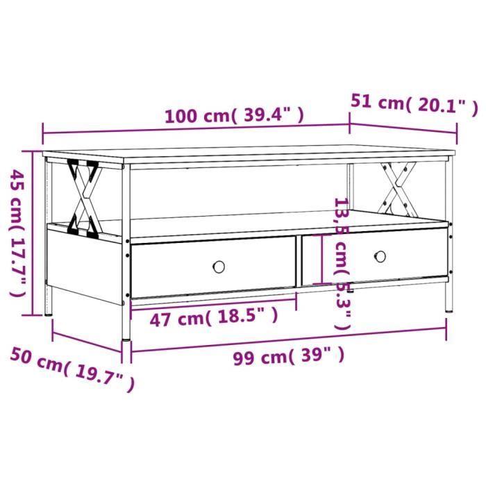 VidaXL Coffee Table Sonoma Grey 100x51x45 Cm Engineered Wood 835302