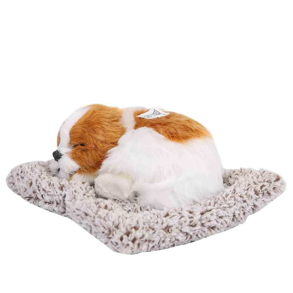 Simulation Sleeping Dog Puppy Ornament Animal Plush Toy Bamboo Charcoal Decor (Yellow)