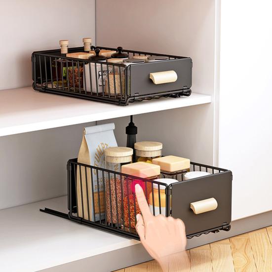 Pull-out Storage Rack Large Capacity Drawer Design Multipurpose Slide-Out Under-Sink Organizer Bathroom Storage Shelves