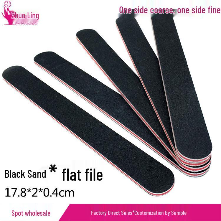 Double-Sided Black Nail File with Red Hearts - 100/180 Grit