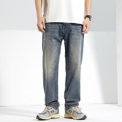 Pantalones Vaqueros Rectos Holgados de Verano y Primavera para Hombre, Estilo Retro Americano High Street, Elásticos