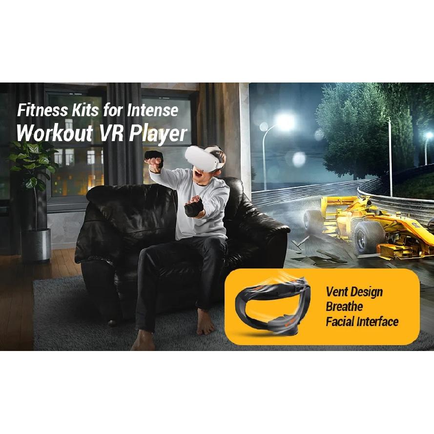 6IN1 VR Cover Fitness Facial Interface Bracket PU Leather Foam Cushion Anti-fogging Sweatproof Face Cover For Oculus Quest 2