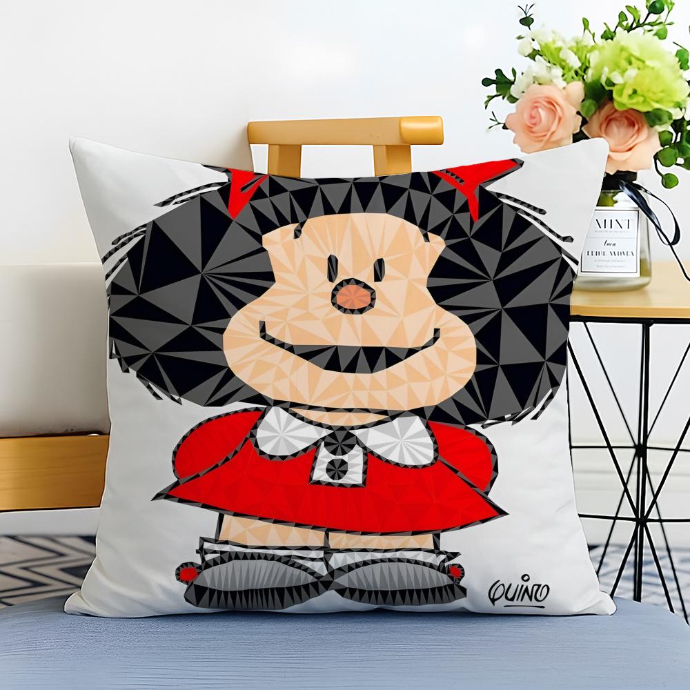Cartoon Mafaldas Cushion Cover Washable Linen comfort Soft for Sofa Bed Cozy Home Room Decor