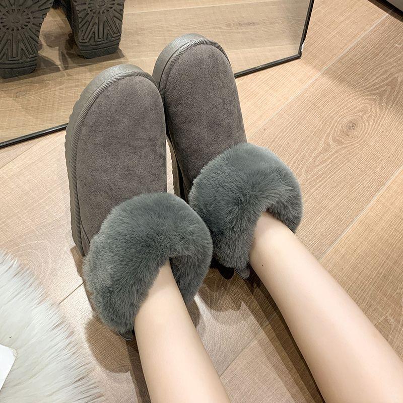 Fashion Winter Fleece-Lined Warm Solid Color Snow Boots for Women Platform New Rock Waterproof Non Slip Y2k Large Size Goth Woman Shoes