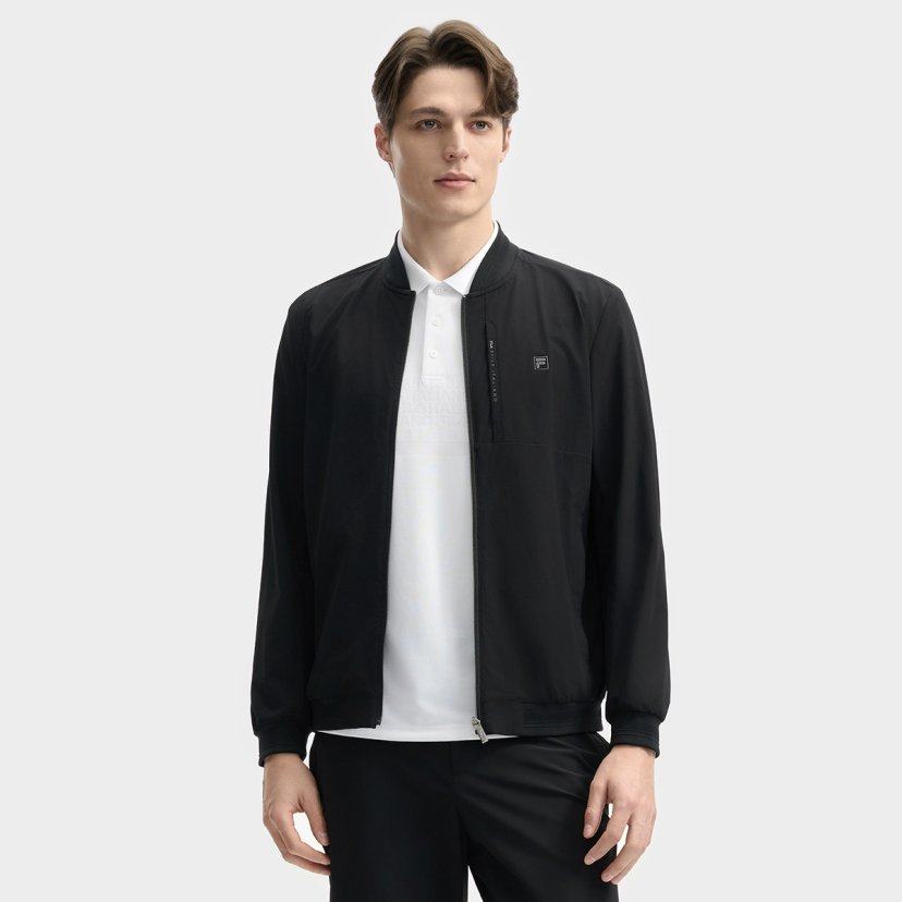 FILA White Series Casual Versatile Simple Fashion Woven Jacket Men Jackets Black F11M523705F-BK