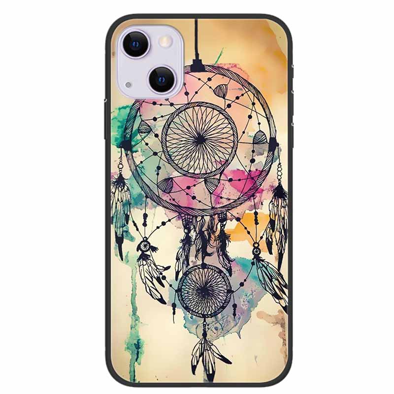 For iPhone 14/14 Plus Case Black Silicone Soft TPU Luxury Flower Animal Back Cover For iPhone 14/14 Plus New Shells for iPhone14