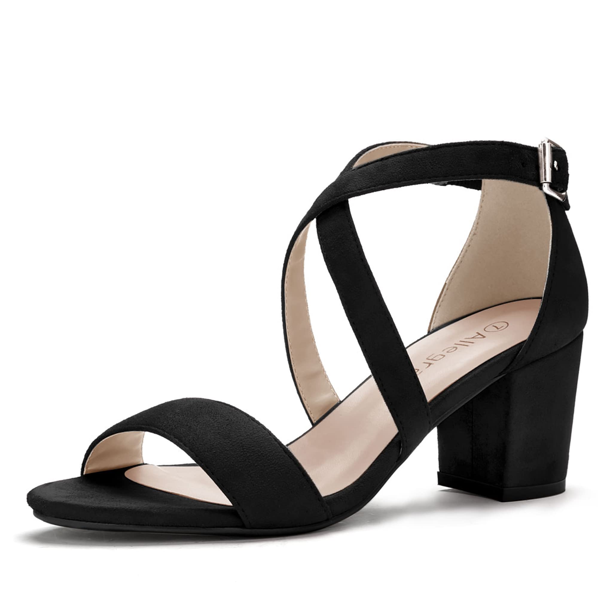 

Allegra K Women s Open Toe Sandals with Mid-Heel Lace-Up Ankle Strap, Black, Size 25.5cm