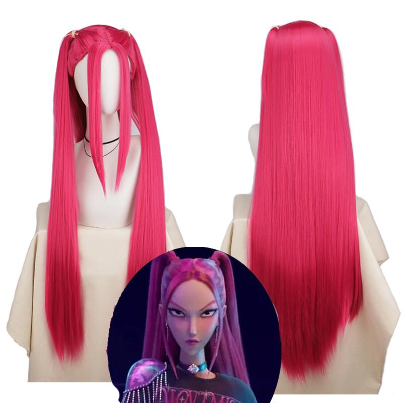 Rumi Cosplay Synthetic Wig Pre Braided Purple Woman Hair 105cm Fluffy Yaki Ponytail  Anime Heat Resistant Wigs