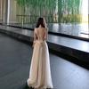 Beautiful Splicing Big Halter Strap Lace Suspender Dress Pure Desire Vacation Elegant Fairy Show Thin Long Dress Female Summer
