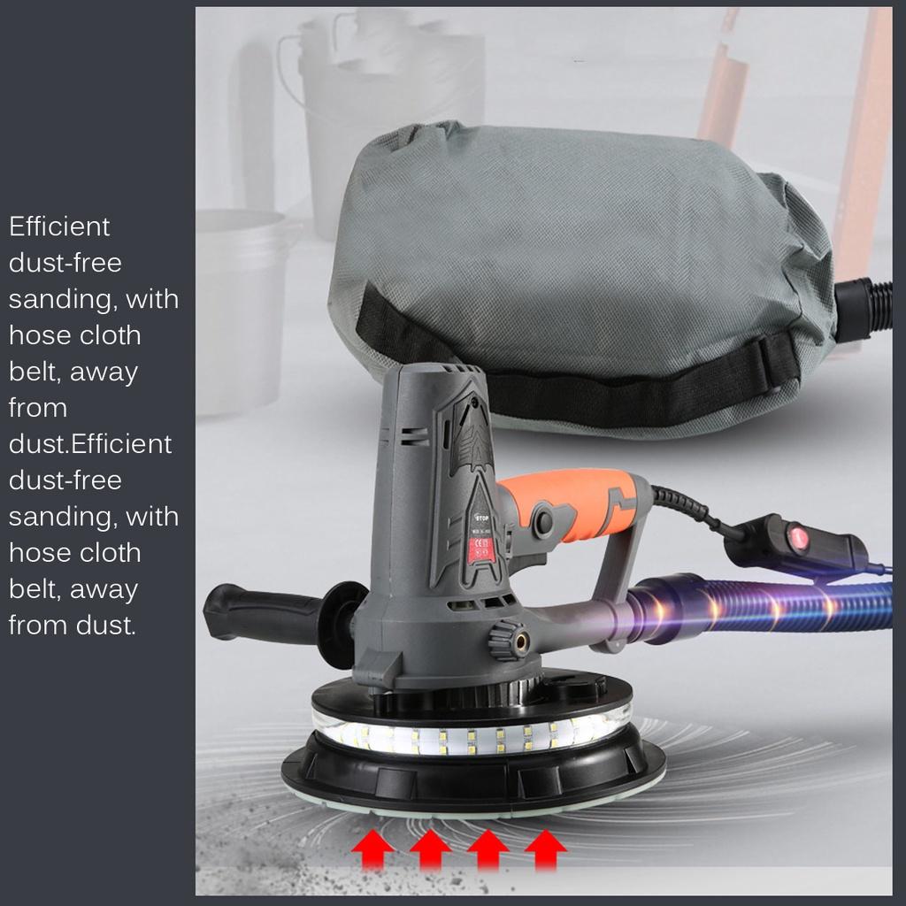 Grinding Wall Putty Polisher Machine Drywall Sander with Dust Clooect Bag and LED Light Portable Wall Polishing Machine 360°LED strip 1250W