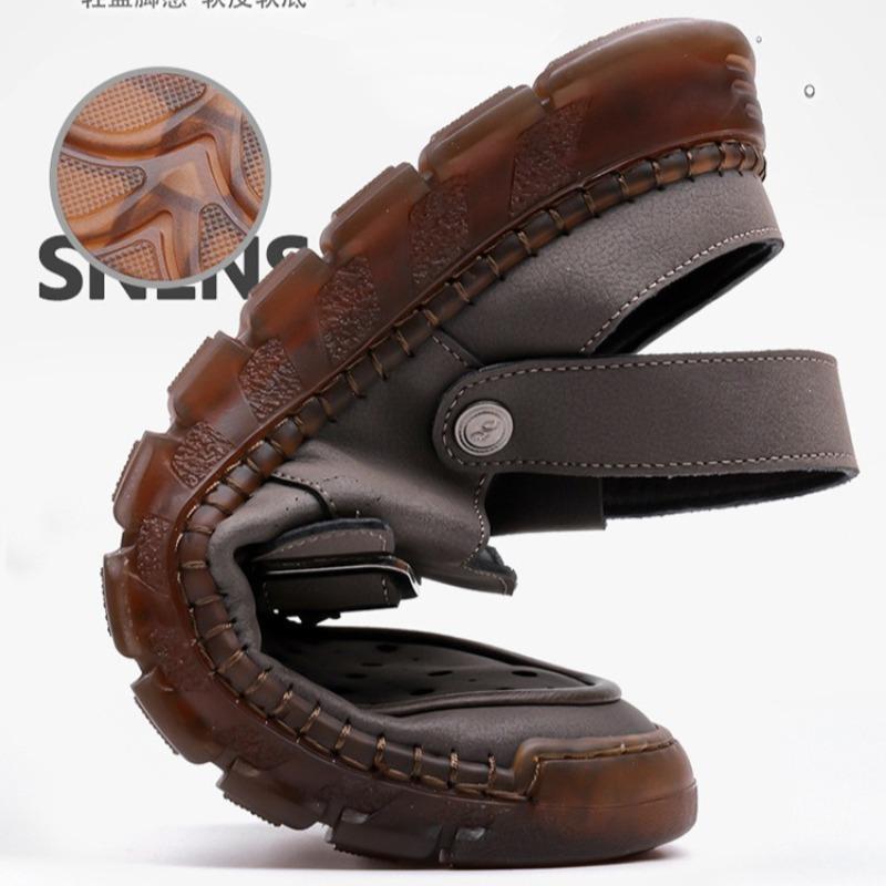 2025 Summer New Men's Hollow Out Sandals Fashion Casual Sport Sandal High Quality Handmade Leather Sandals Beach Sandals for Men