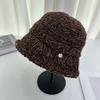 Wool blended hand-woven wool hat Women's basin hat Head protector Winter knitted hat Thickened cold-proof warm bucket hat