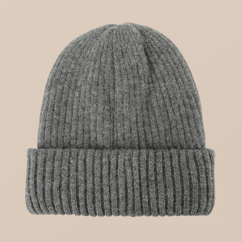 Зимняя шапка Женская шерстяная шапка Универсальная теплая вязаная шапка серый