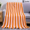 Orange & Blush Vertical Stripe Lightweight Microfiber Soft Fleece Blanket Warm Cozy Throw for Bed Sofa Office Travel All Season