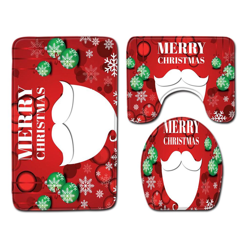 Christmas Bathroom Floor Mat Toilet Three-Piece Set