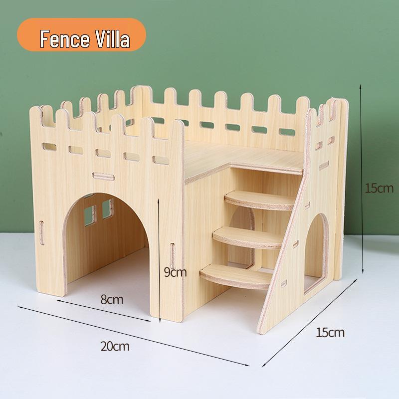Luxury Solid Wood Hamster Villa with Pet Stairs and Sleeping Nest