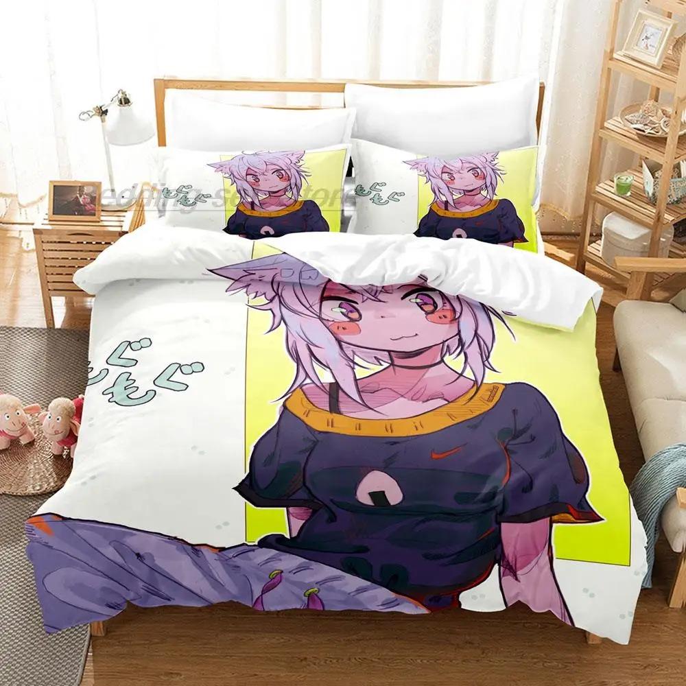 Hololive Neko Mata Okayu Ložní souprava Jednolůžko Dvojlůžko Plná Velikost Queen King Ložní souprava Aldult Dítě Ložnice Sady povlečení 3D Anime