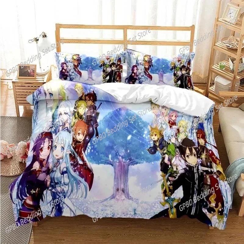 Cartoon Asuna Sword Art Online Bedding Set Single Twin Double Queen King Cal King Size Bed Linen Set