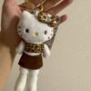Long Leg Hello Kitty Leopard Print Black Skin Love Pendant Plush Doll Cute Schoolbag Keychain Charm Stuffed Toy Gift