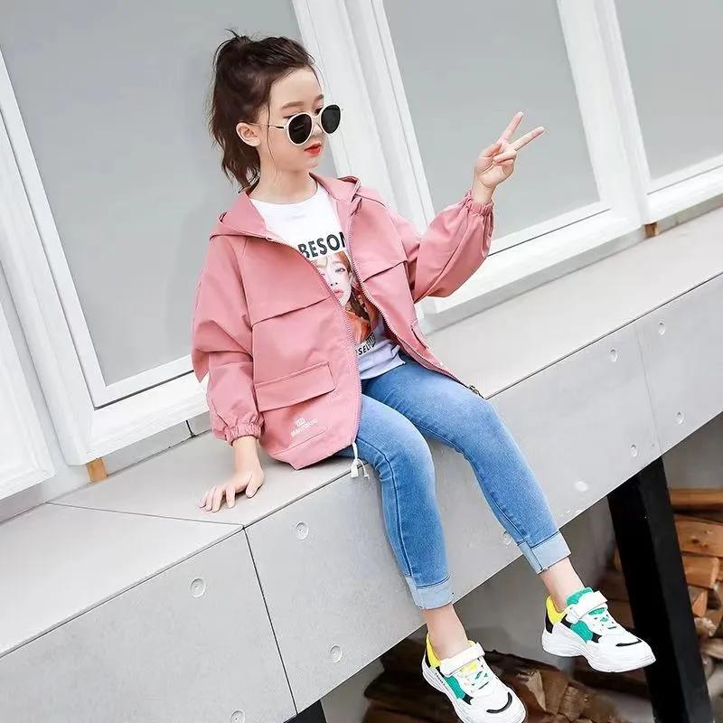 Girls' Jackets Spring and Autumn Jackets  Girls Children's Korean Style Windbreaker Tops