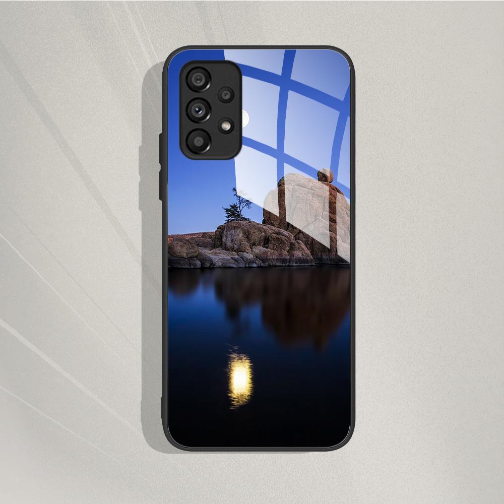 Case For Samsung Galaxy A72 Painted Tempered Glass Phone Cover For Samsung A72 A 72 5G A726B A725F Cases Silicone Bumper Coque