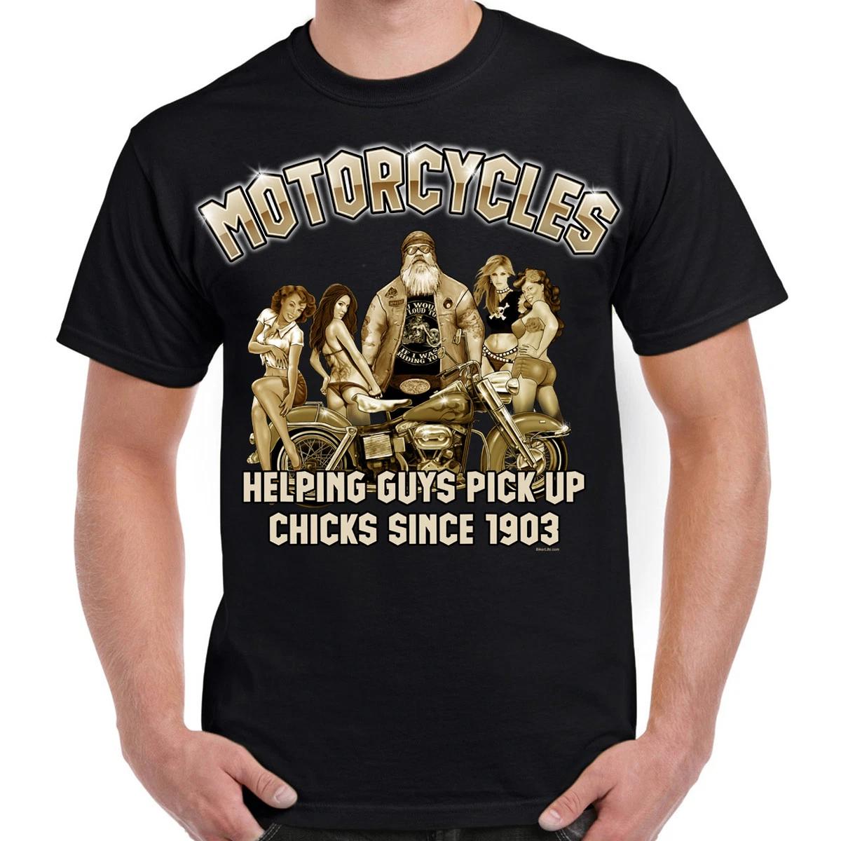 Pick Up Chicks Funny Offensive Motorcycle Humor Biker T-Shirt XXXL