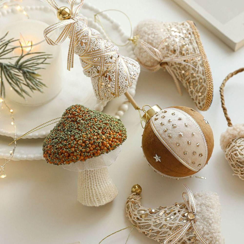 champagne Christmas Hanging Decoration glitter Wrap cloth Hanging Pendants Christmas tree Foam Christmas Tree Ornament