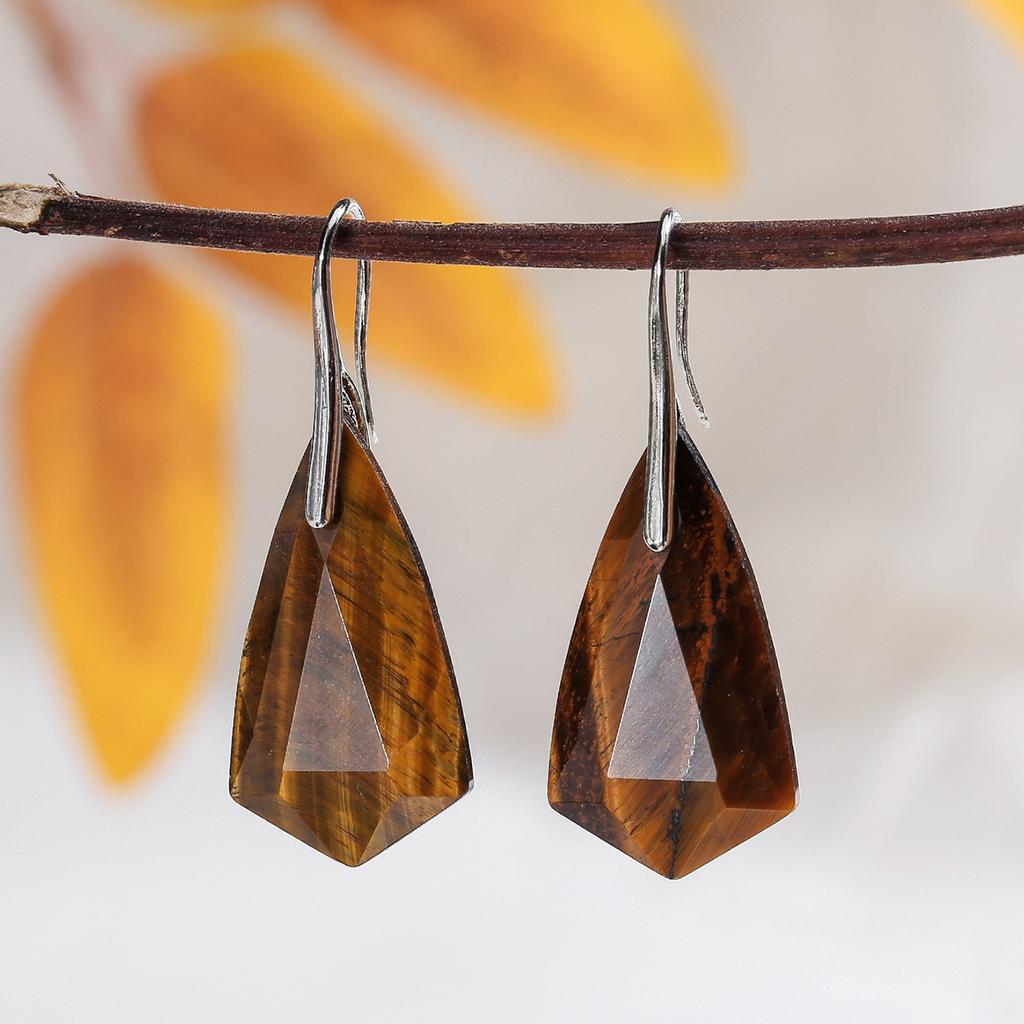 Natural Crystal Earrings, Amethyst Earrings, Cut Diamond Earrings, Christmas Gift, Valentine's Day Gift, Girlfriend Gift, Couple Gift, Birthday Gift