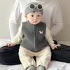 Trendy Cool Baby Foreign Style Outer Wear Vest Foreign Style Fashionable Infant Knitted Vest Cardigan Split Three-Piece Set