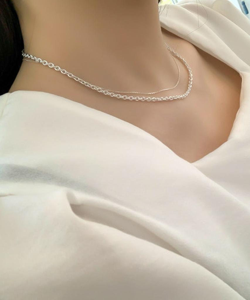 Alleun Silver 925 Round Oval Chestnut Chain Necklace