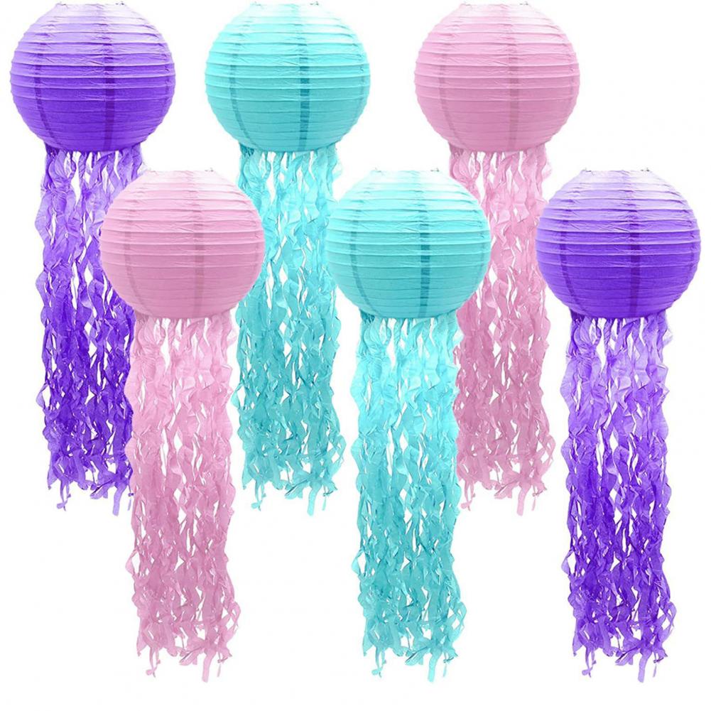 

6 шт. бумажных фонариков, подвесные медузы, бумажные фонарики, тема русалки, вечеринка, море, океан, животные, день рождения, декор для детского душа, ребенок