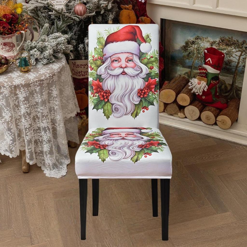 Christmas Chair Covers for Dining Room Kitchen Party Hotel Banquet Restaurant Office Stretch Seat Cover Housse De Chaise 1pc