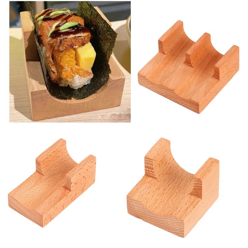 Elegant Wood Display Stand Cuisine Display Holder Sushi Display Plate Tacos Display Rack Wood Material for Sushi Tacos