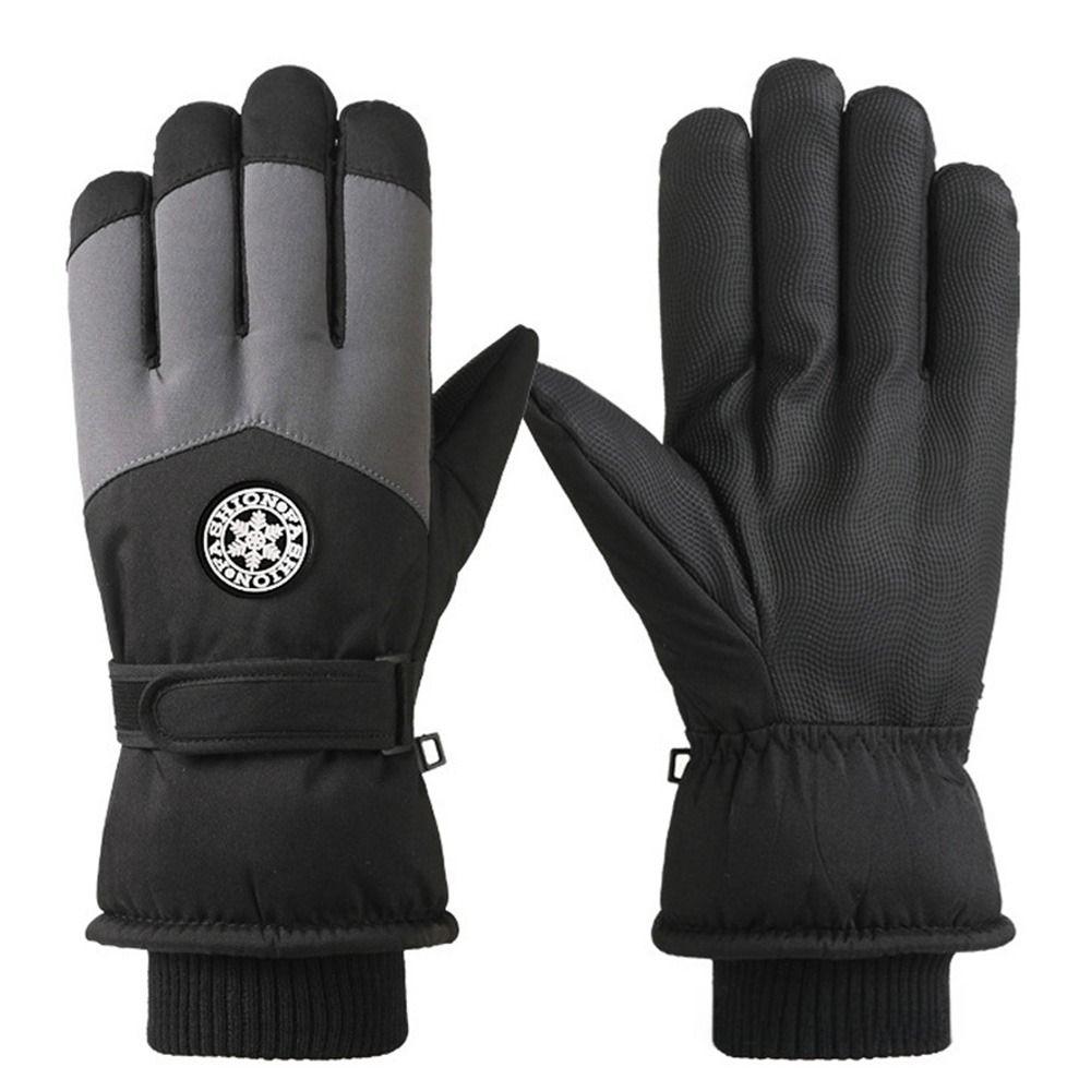 PU Leather Winter Cycling Gloves Fleece Lining Non-Slip Gloves Waterproof Gloves  For Women Man