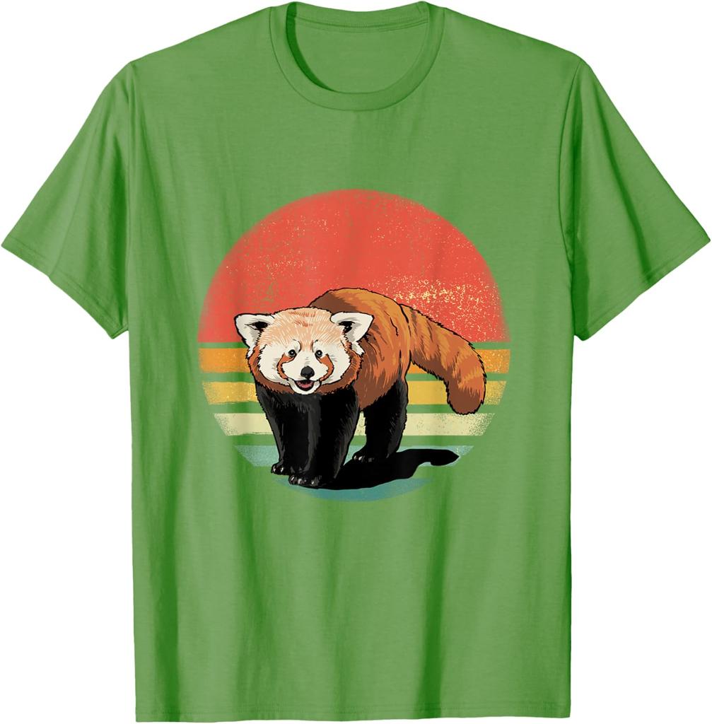 Retro Red Panda Sunset Vintage Animal Lover Graphic Tee Shirt Casual Unisex