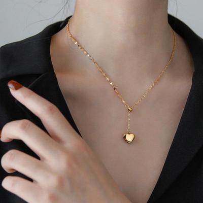 Japanese & Korean Minimalist 3D Heart Clavicle Chain: Asymmetrical Hip-Hop Necklace for Women