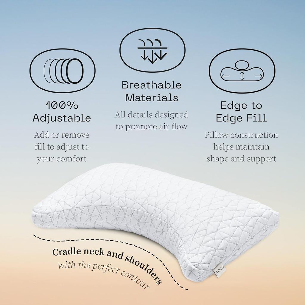 Original Crescent Adjustable Pillow, Queen Bed Pillows for Shoulder, Neck & Head Support, Crescent Foam Pillows - Medium Firm for Back & Side Sleeper