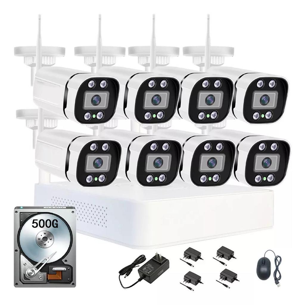 4/8-Channel WiFi Surveillance Kit with NVR and HD Cameras, White/Dual Light Night Vision