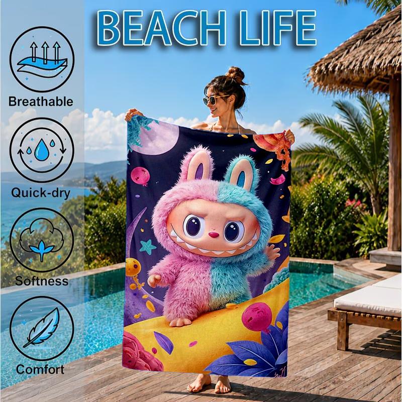 Labu-bu Friends Adventure Beach Towel, Microfiber Beach Towel, Perfect For Pool, Beach, Travel, Home Decor Beach Party Fan gifts