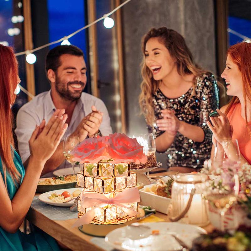 Rose Rubiks Cube Atmosphere Table Lamp Nightlight for Girls' Best Friend Birthday Qixi Valentine's Day Gift Senior Decoration