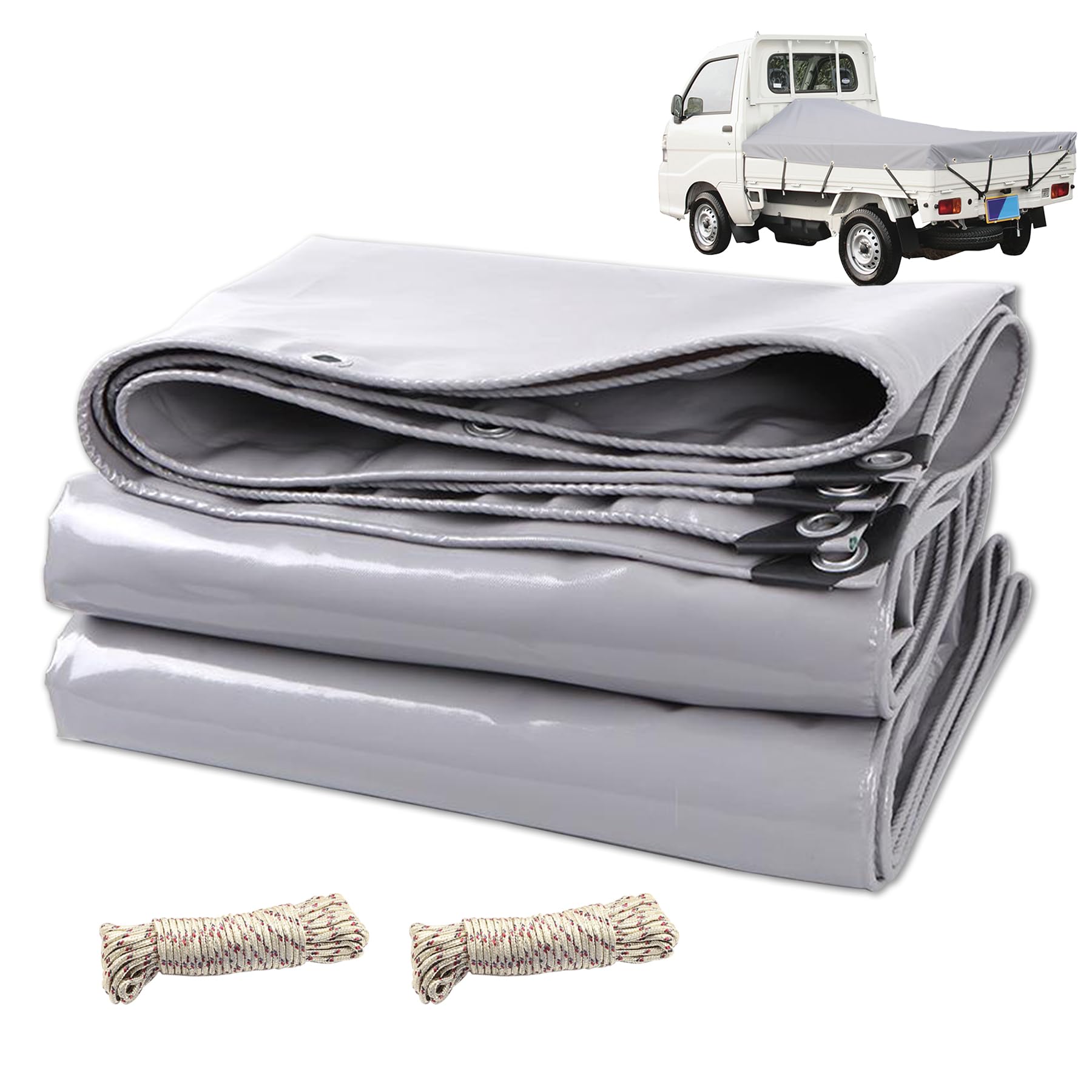 

POSTEK Легкий тент для кузова грузовика Подходит и 2т Водонепроницаемый полиэстеровый холст с четырьмя УФ- и х листом/чехлом, 1т, 1,5т, Грузовики, Углы, Защита, Мороз- серый